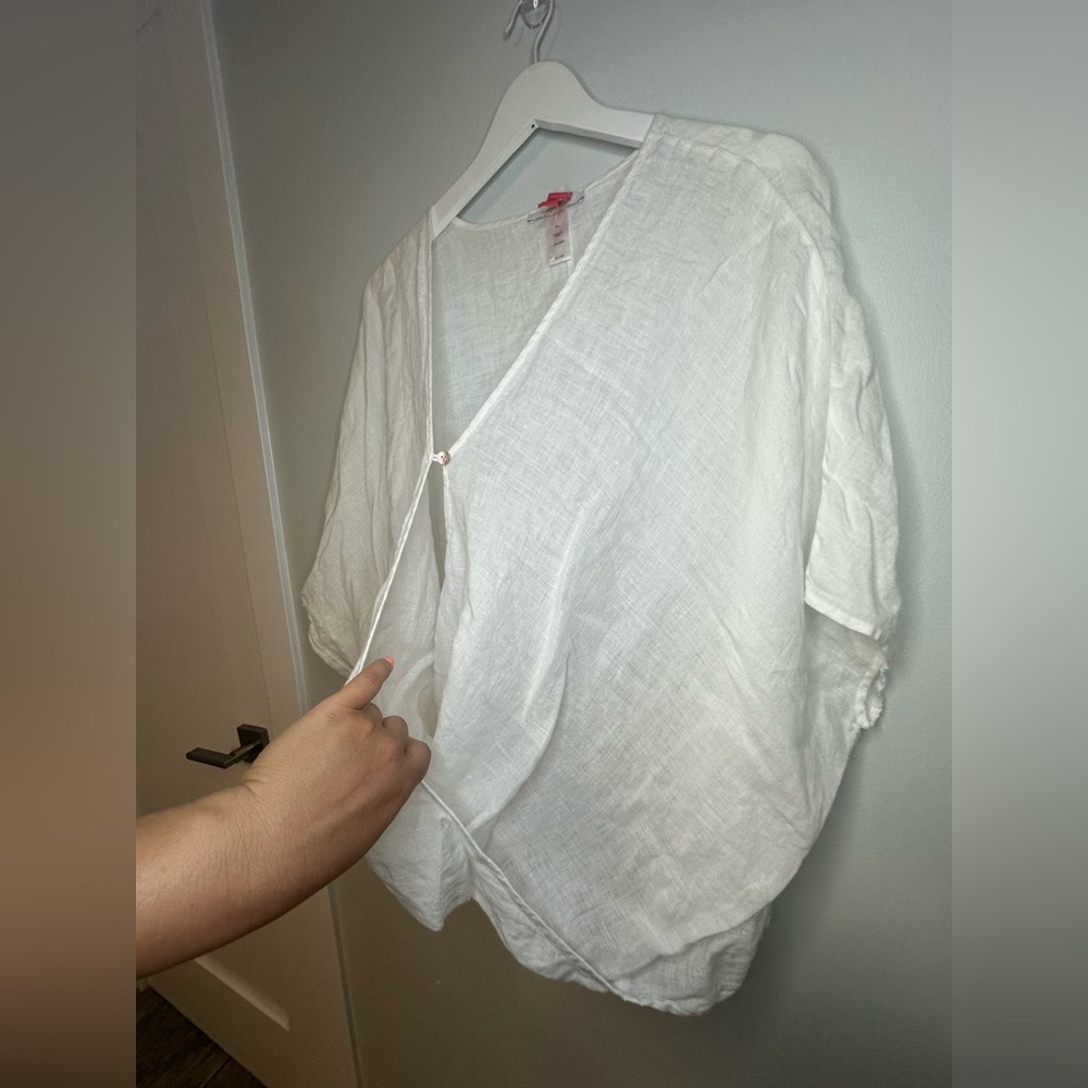 J. Jill  Elements 100% Linen Pullover White Relaxed Fit Lagenlook Top Size S - L - Picture 9 of 13